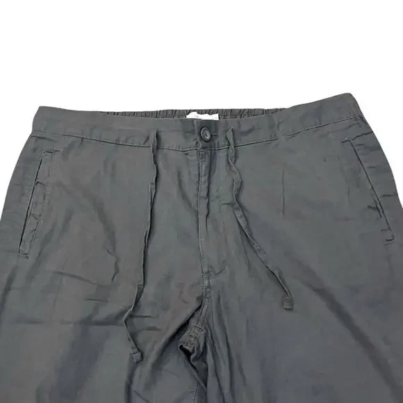 Onia Men’s Linen Blend Pants XL Straight Leg Gray Beach Boho Vacation Casual - Picture 2 of 10